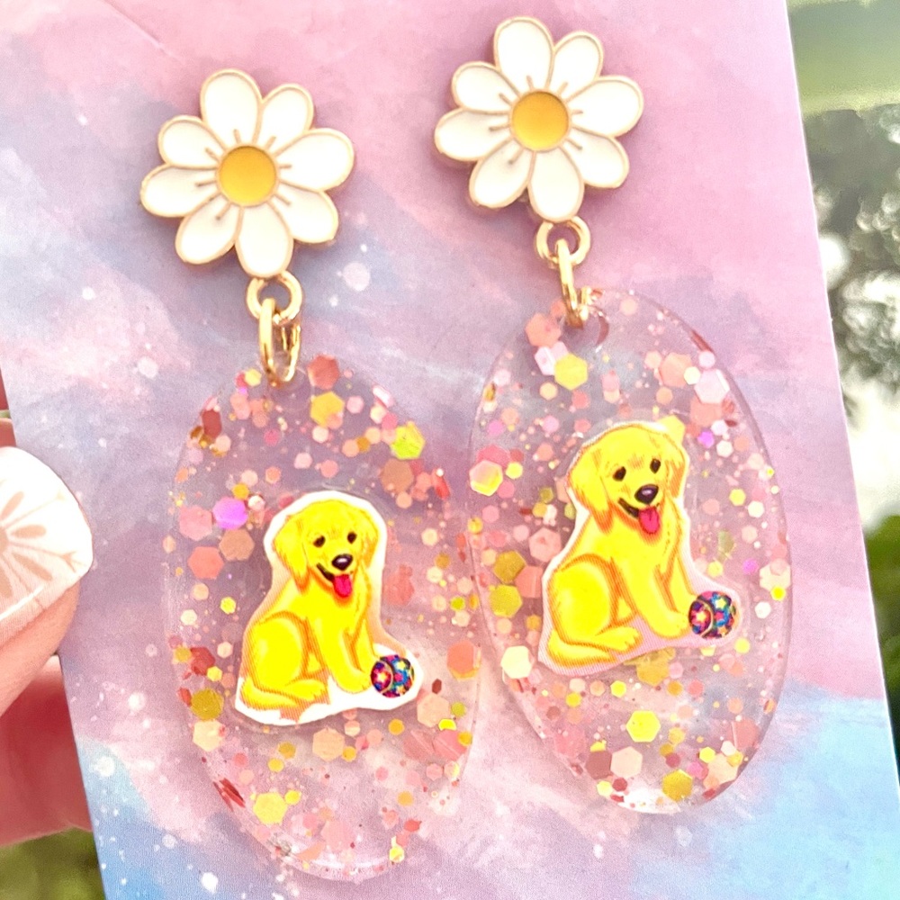 Vintage Dog Acrylic Earrings